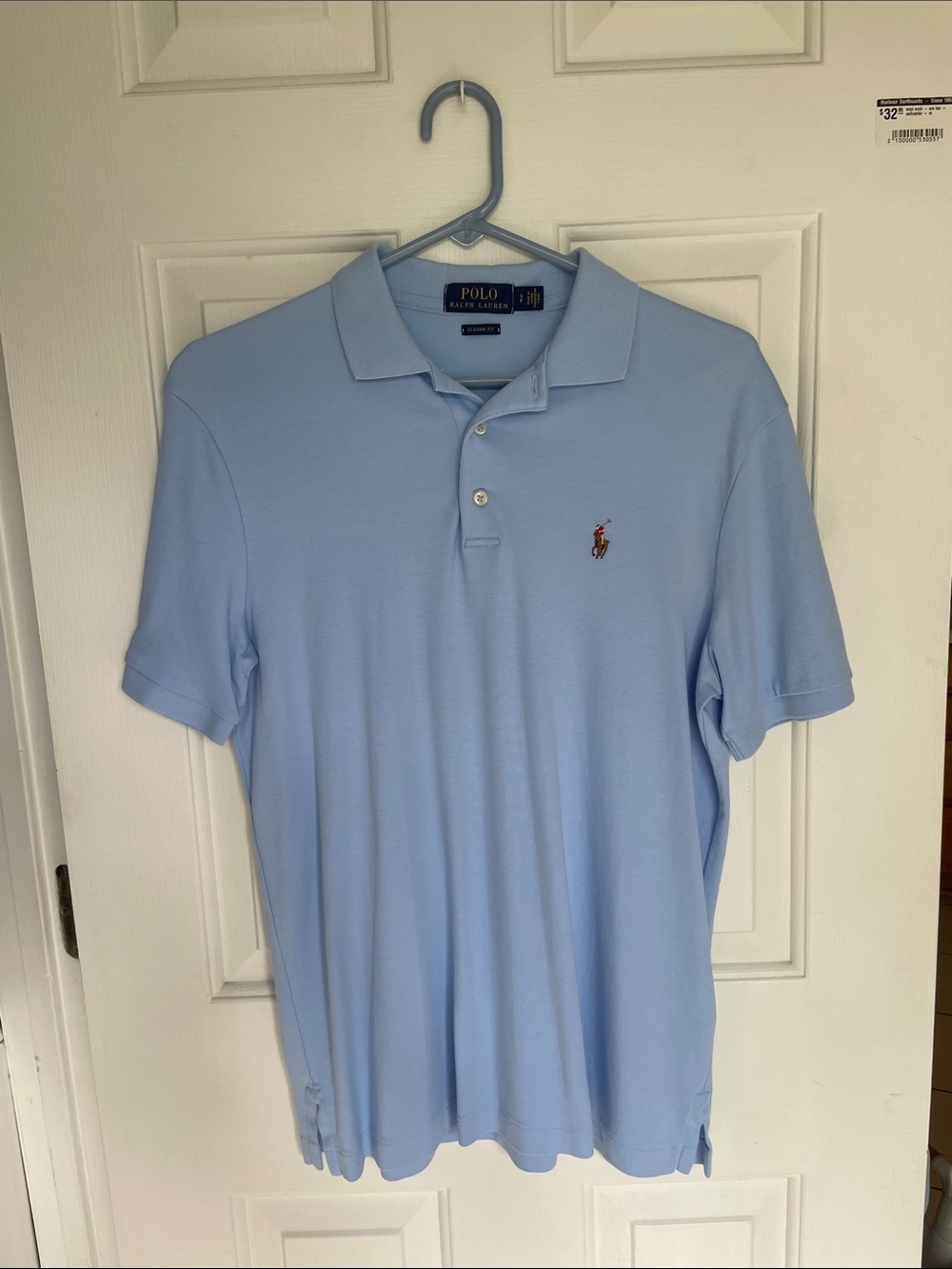 Polo by Ralph Lauren Men’s Light Blue Piqué Polo with Embroidered Pony